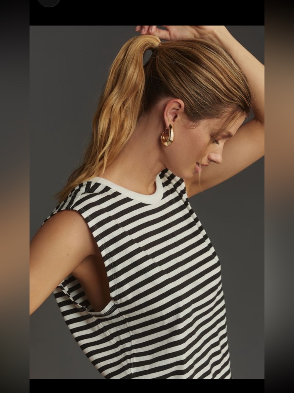 NWT NATION LTD Collins Striped Crewneck Tank Black White M